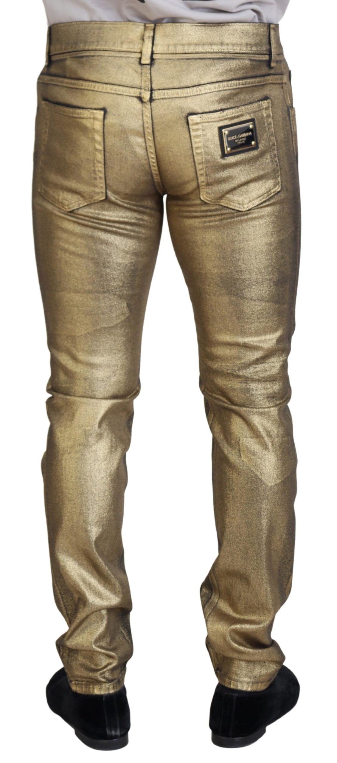 Dolce & Gabbana Elegantes Gold Denim Eleganz