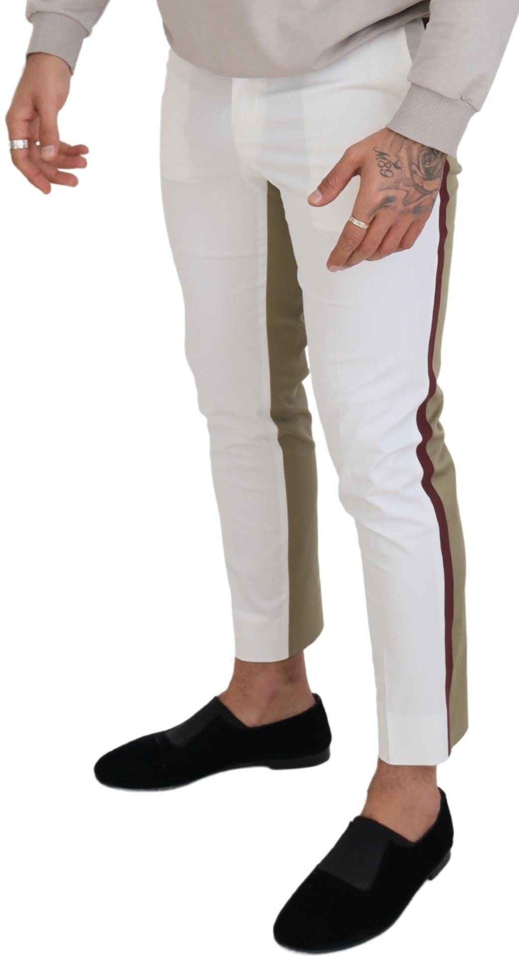 Dolce &amp; Gabbana Two-tone chic cotton trousers in white and brown