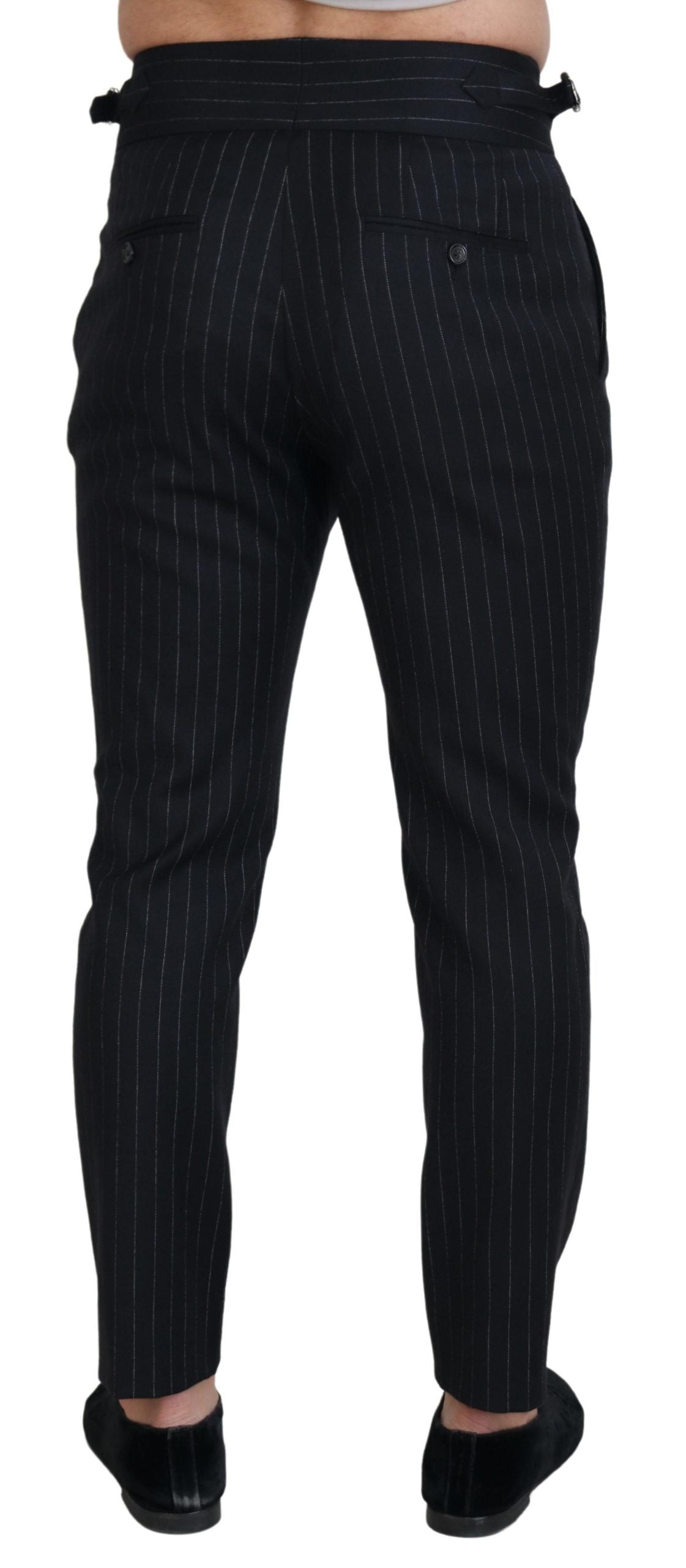 Dolce &amp; Gabbana Elegant black striped wool blend trousers