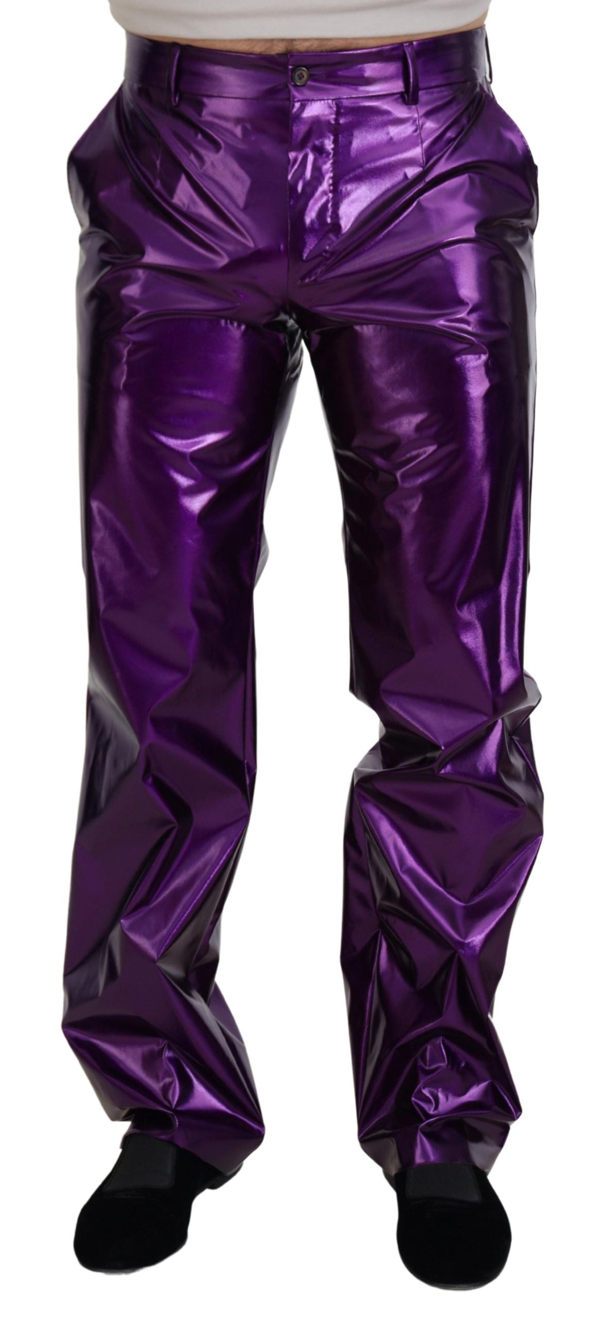 Dolce &amp; Gabbana Elegant shiny purple straight fit pants