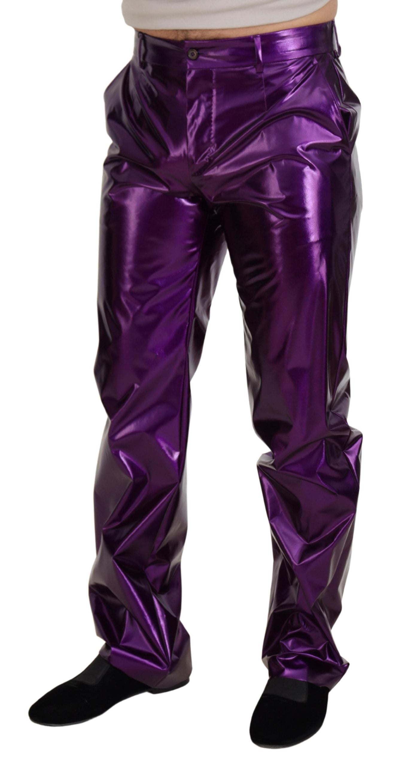 Dolce &amp; Gabbana Elegant shiny purple straight fit pants