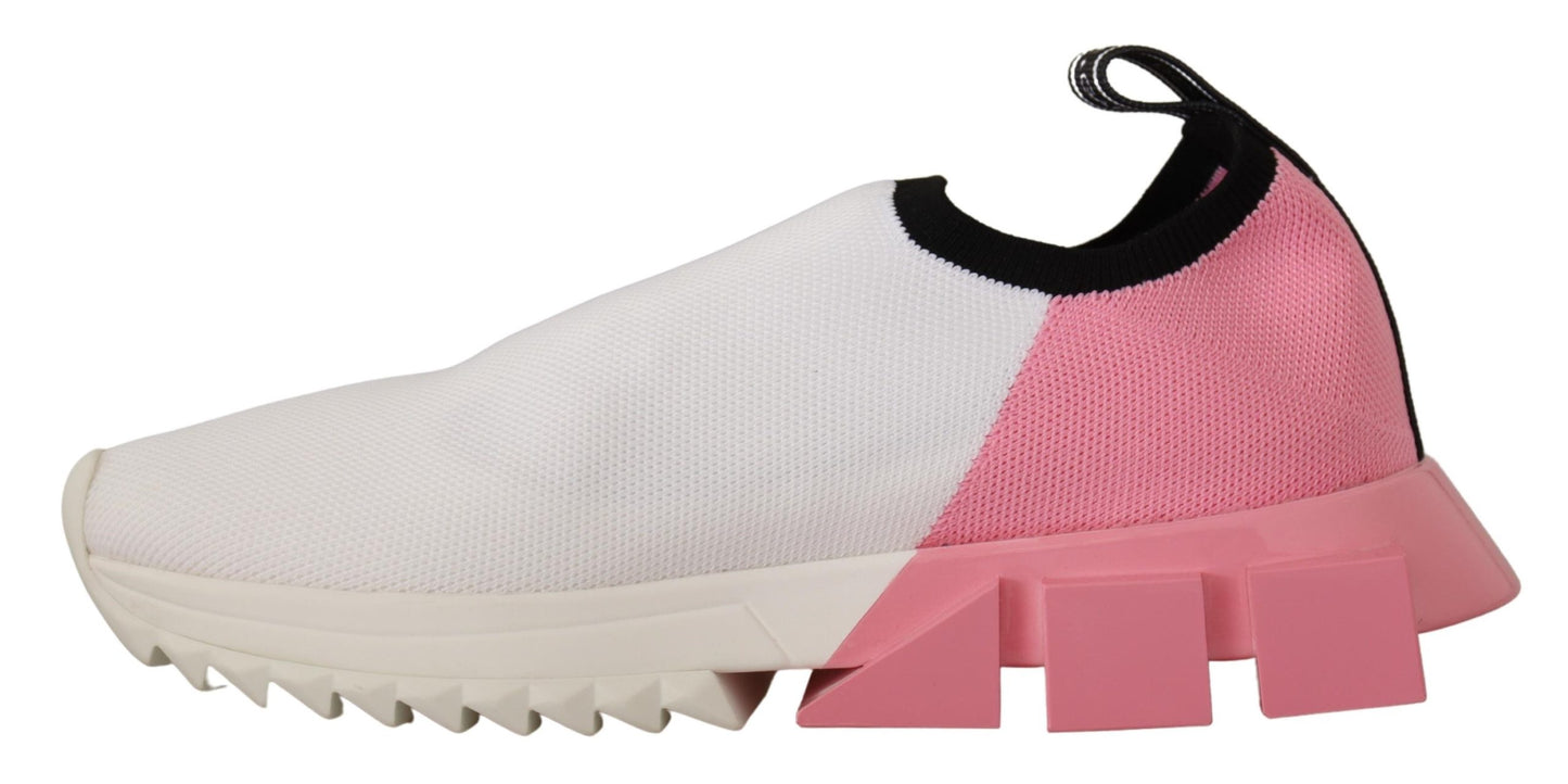 Dolce &amp; Gabbana Elegant Sorrento Slip-On Sneakers in White &amp; Pink