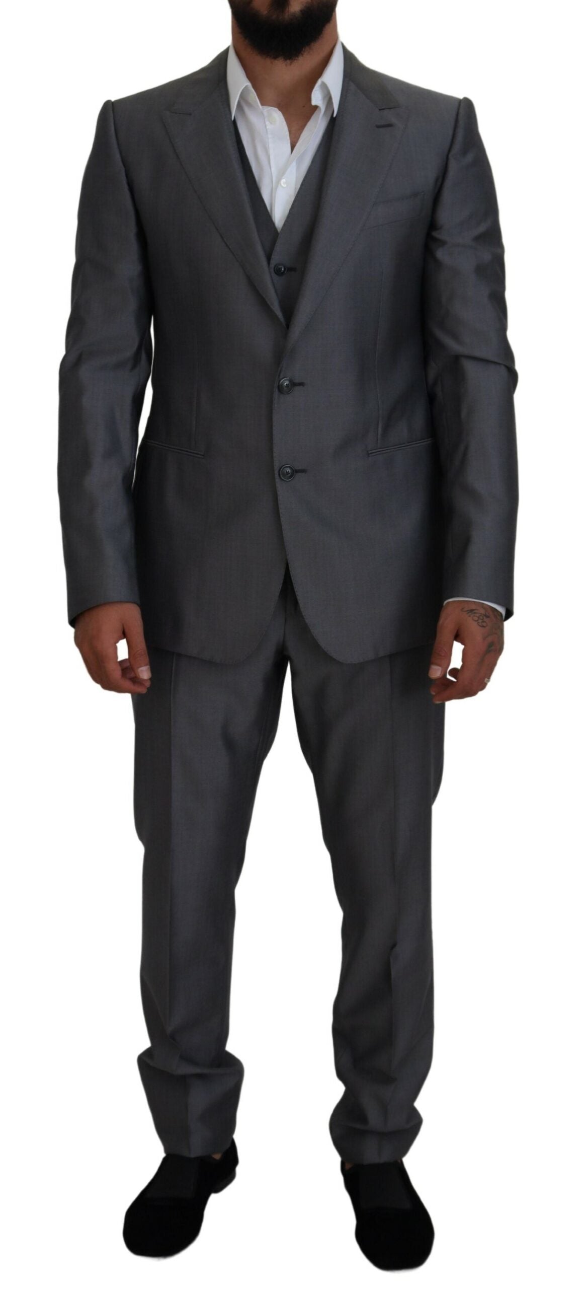 Dolce &amp; Gabbana Elegant Grey Silver Sicilia Suit Ensemble