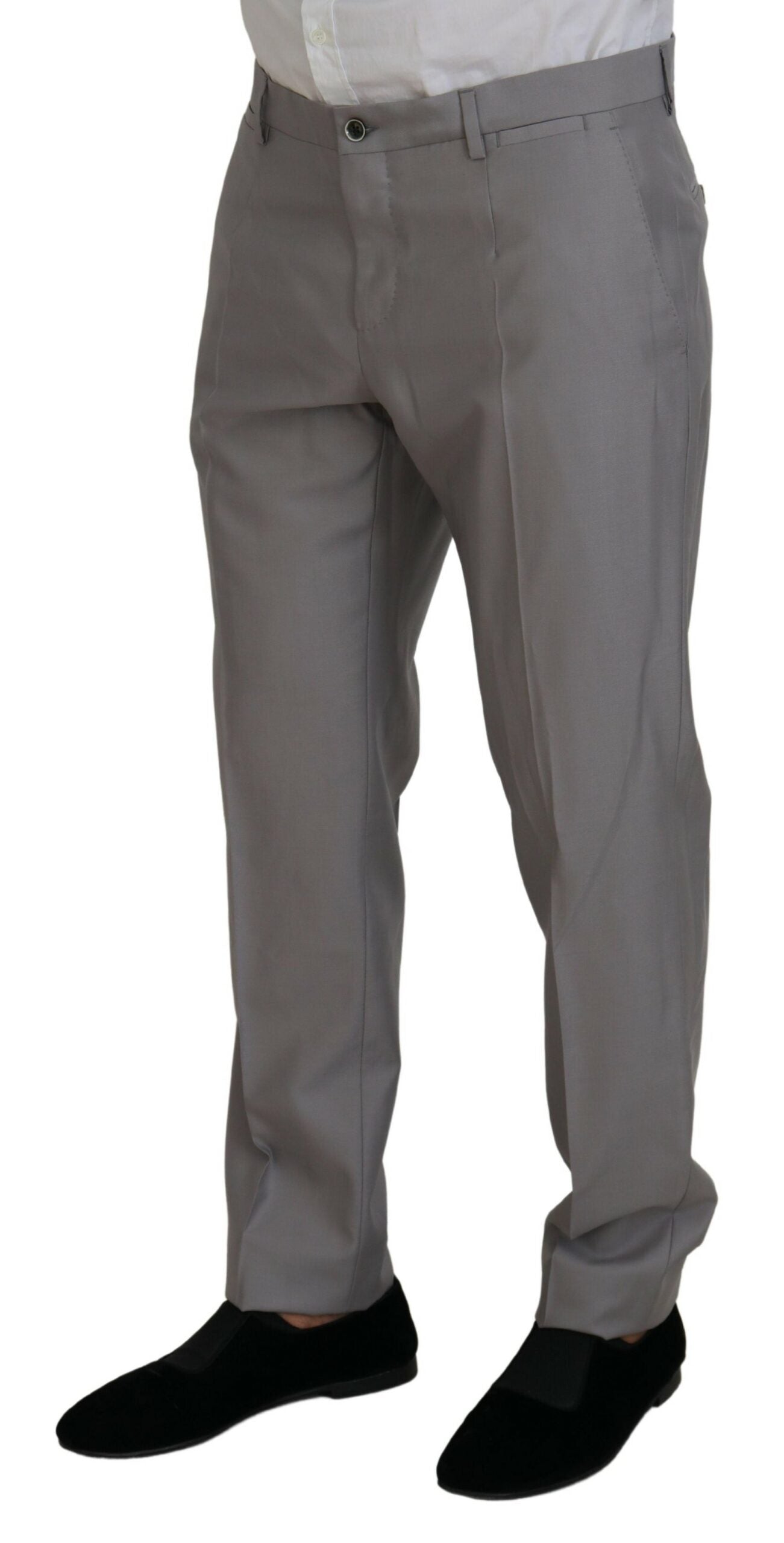 Dolce &amp; Gabbana Elegant Silver Slim Fit Suit Three-Piece