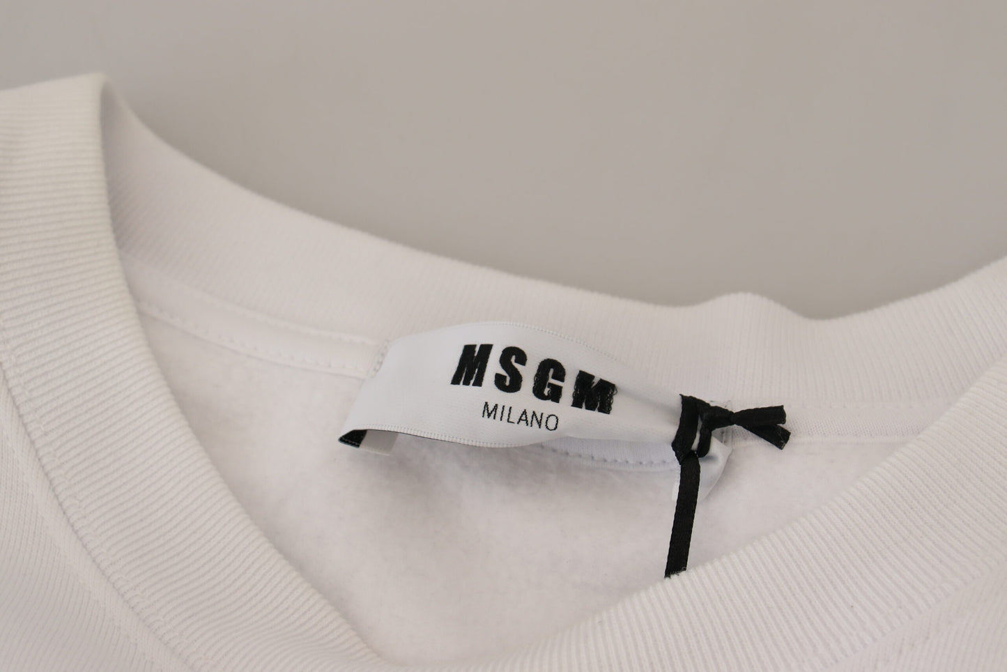 MSGM Eleganter weißer Baumwollpullover mit Rundhalsausschnitt