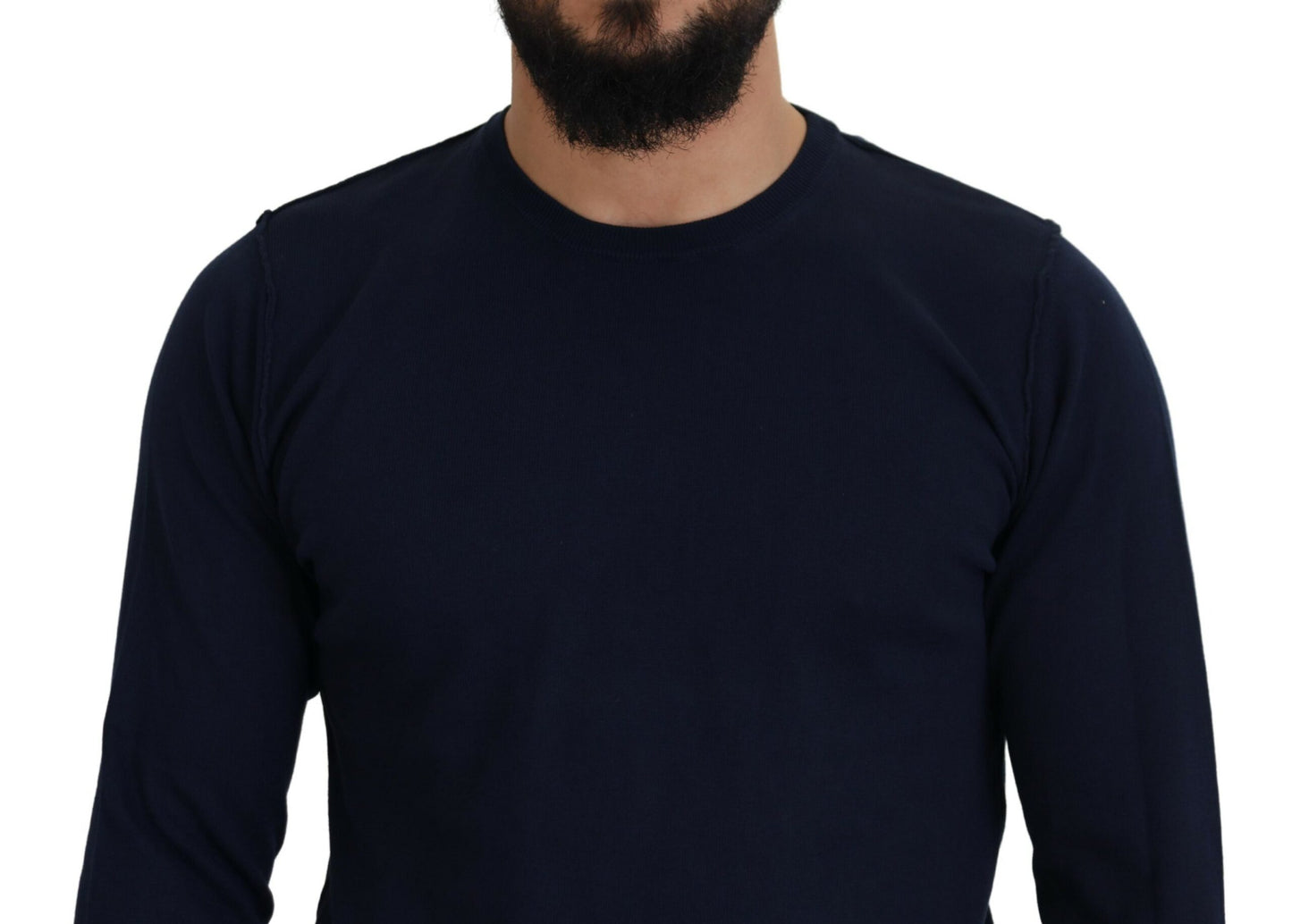 Paolo Pecora Milano Authentischer blauer Pullover mit Rundhalsausschnitt