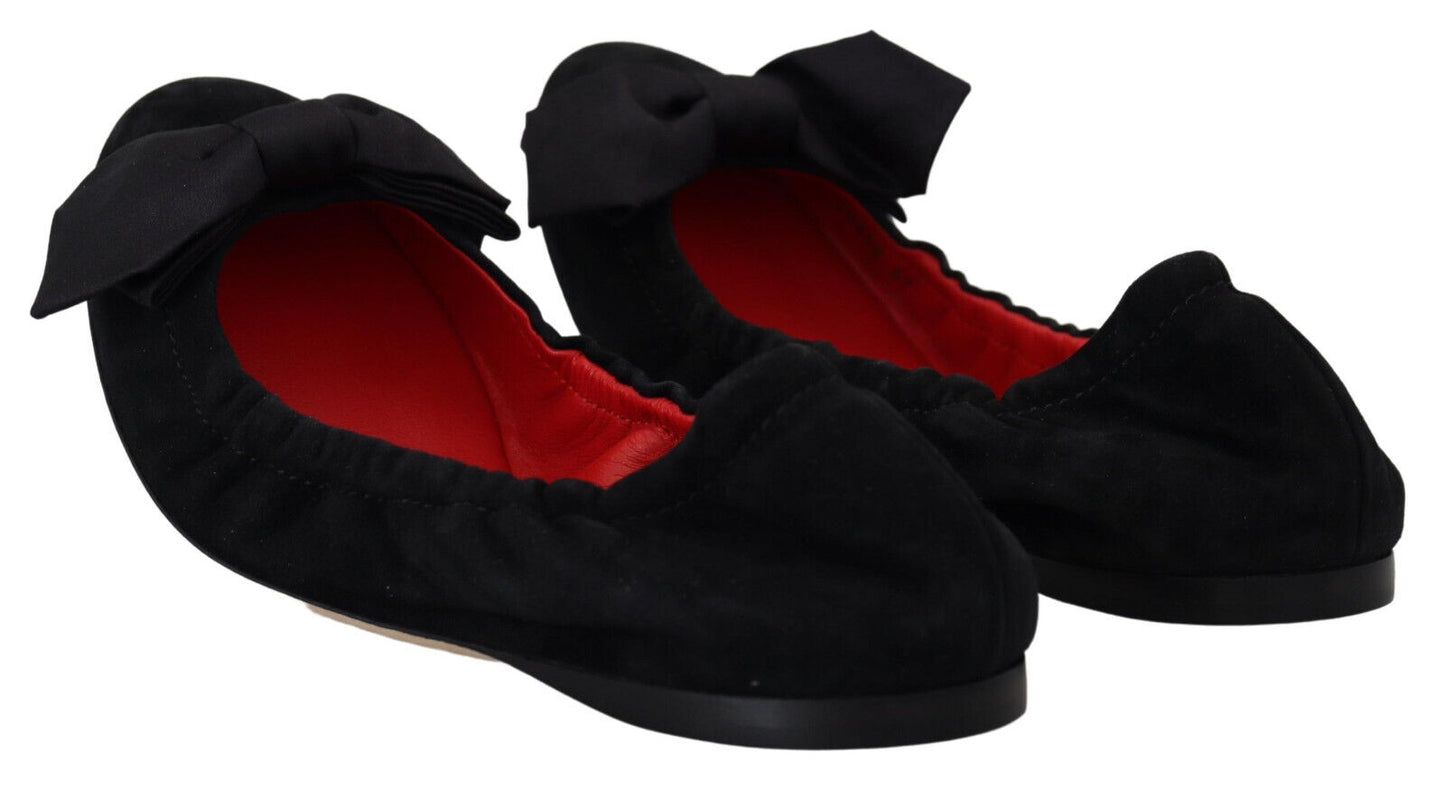 Dolce &amp; Gabbana Elegant Black Suede Ballet Flats