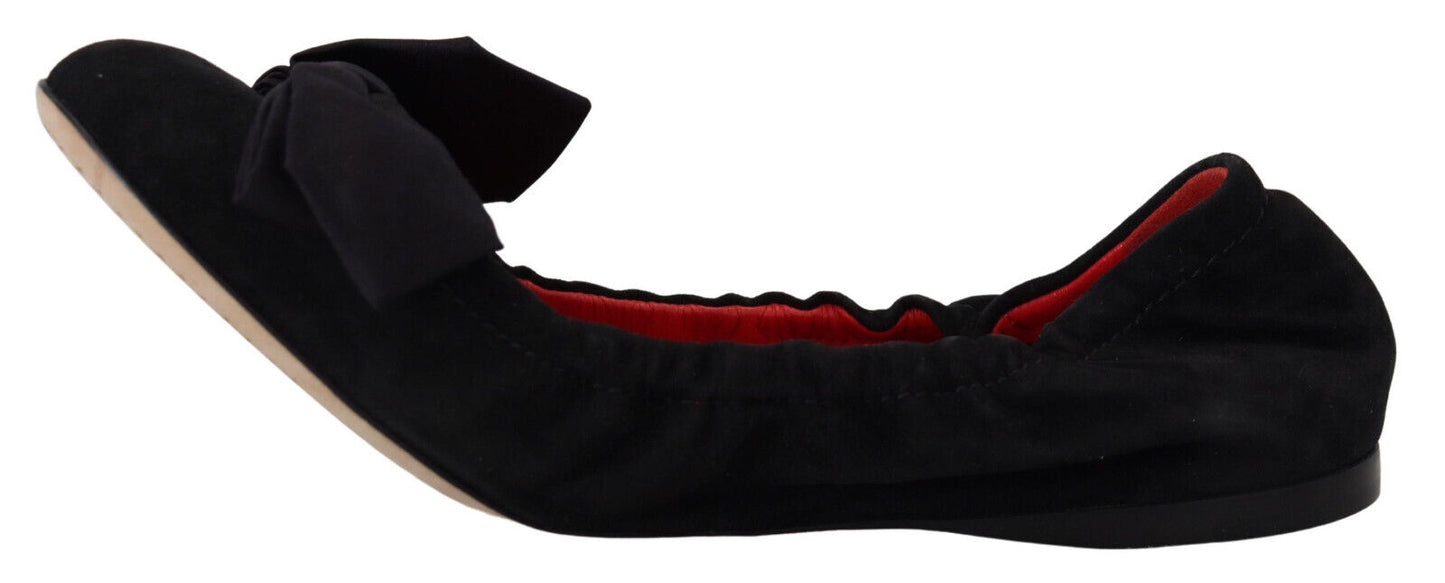 Dolce &amp; Gabbana Elegant Black Suede Ballet Flats