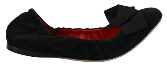 Dolce &amp; Gabbana Elegant Black Suede Ballet Flats