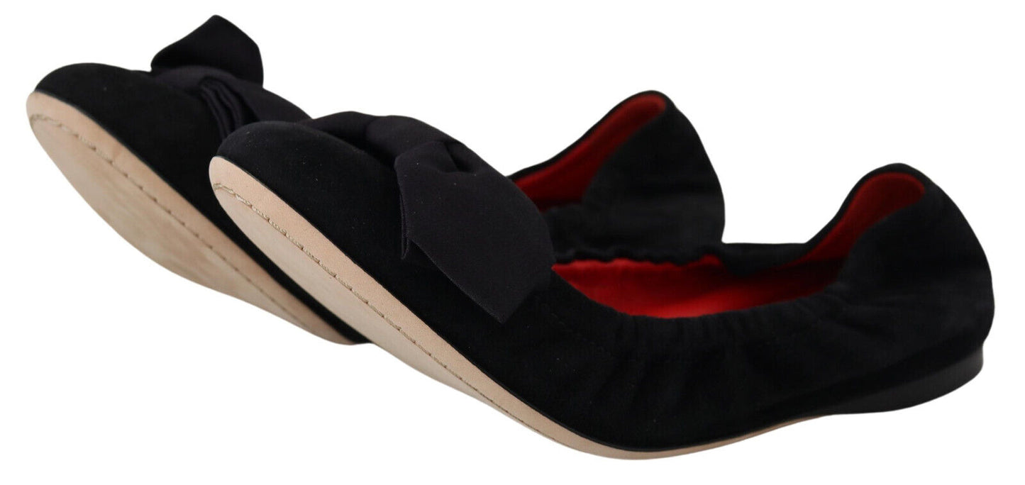 Dolce &amp; Gabbana Elegant Black Suede Ballet Flats