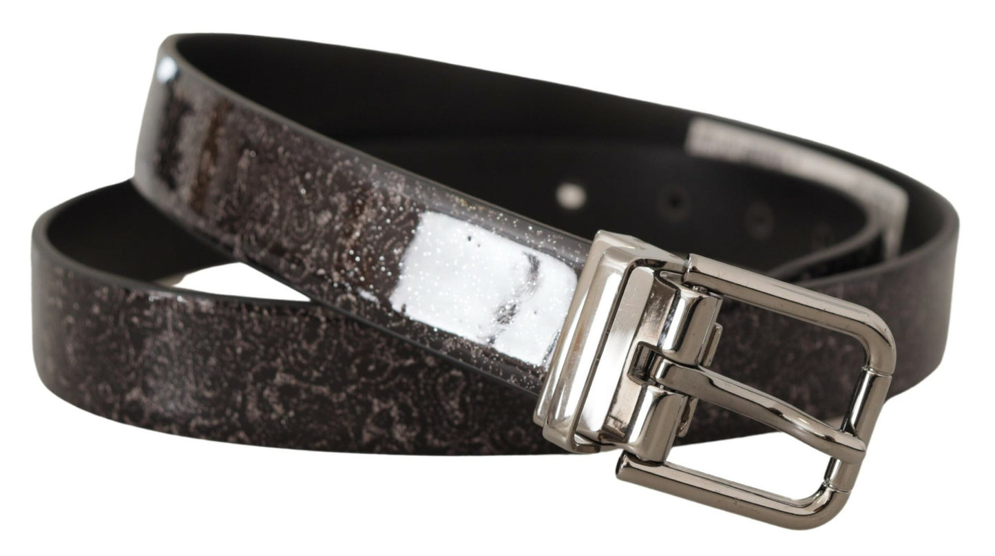 Dolce &amp; Gabbana Slim belt in coarse-grain leather with metal buckle