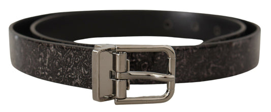 Dolce &amp; Gabbana Slim belt in coarse-grain leather with metal buckle