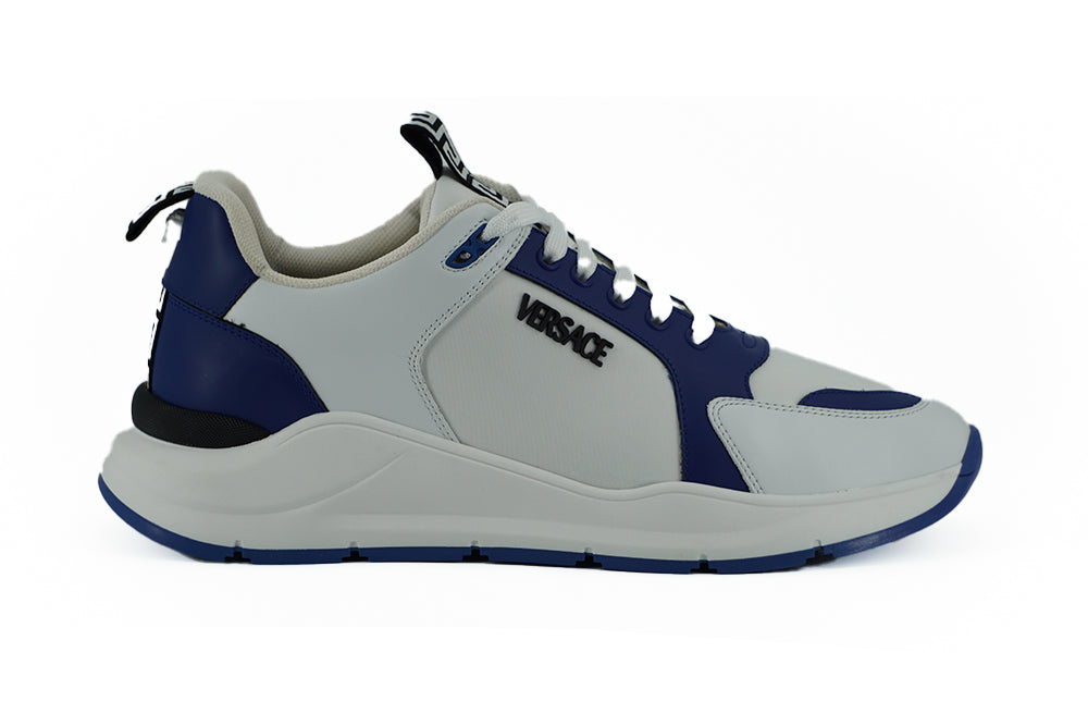 Versace Elegante Leder-Sneakers in Blau und Weiß