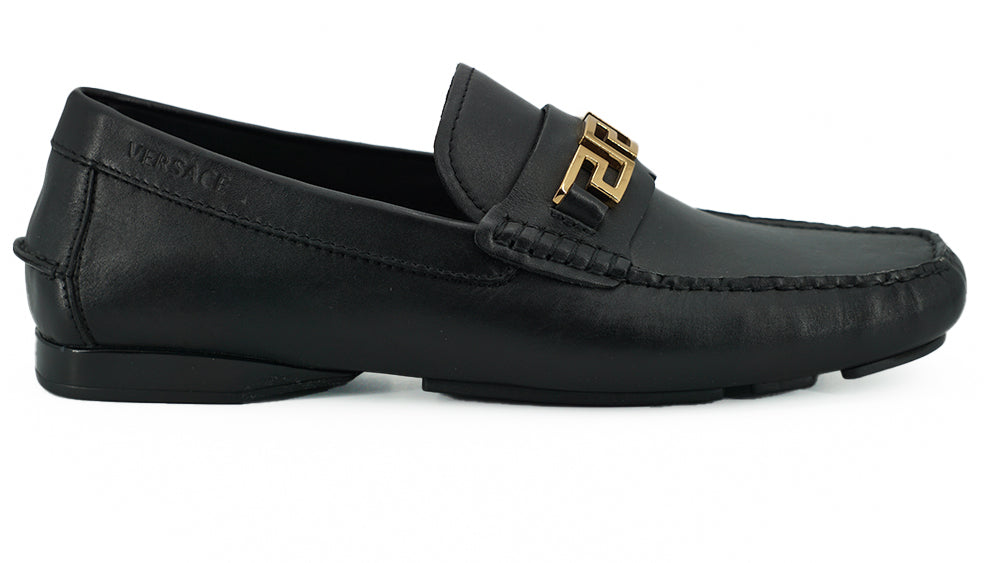 Versace Elegant men's loafers in black calf leather