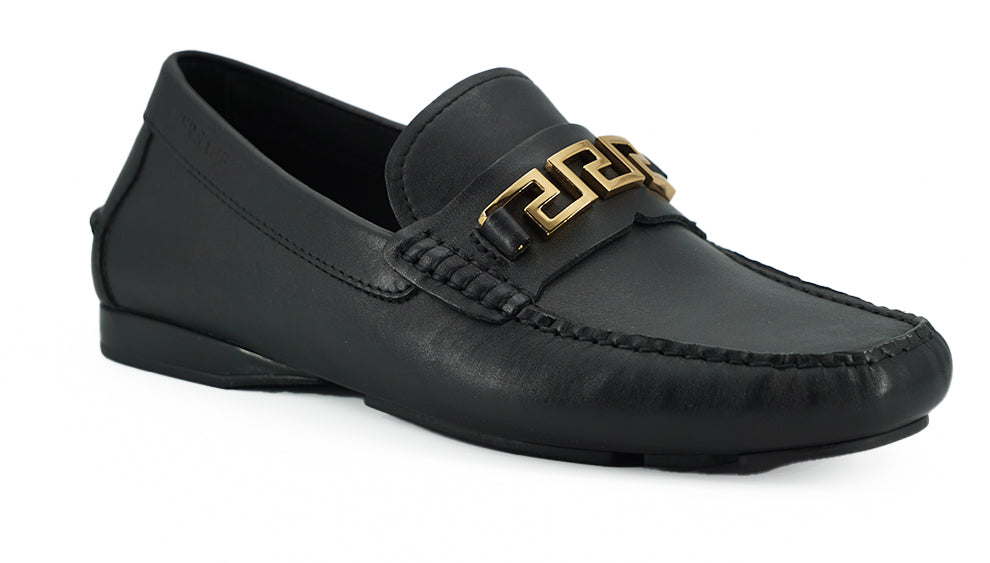 Versace Elegant men's loafers in black calf leather