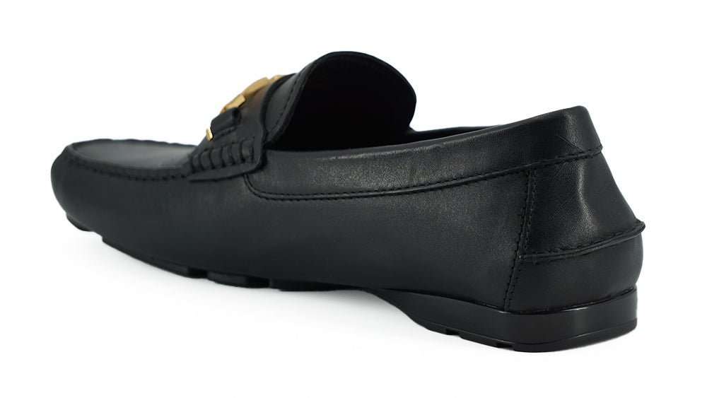 Versace Elegant men's loafers in black calf leather