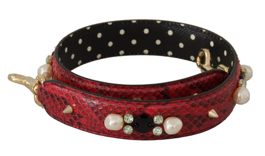 Dolce &amp; Gabbana Elegant shoulder strap in red python leather