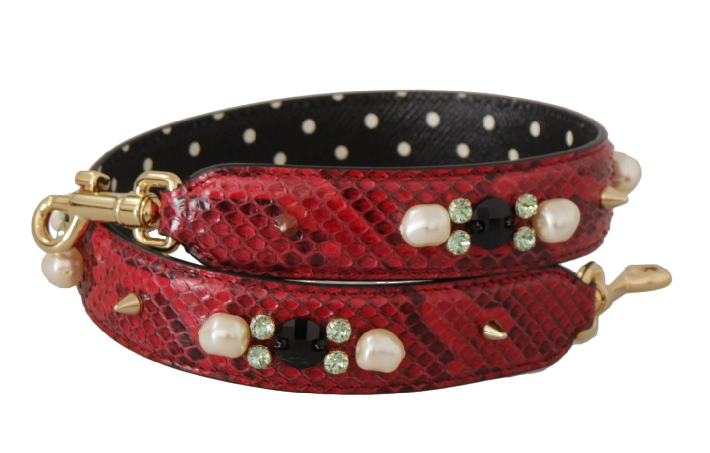 Dolce &amp; Gabbana Elegant shoulder strap in red python leather