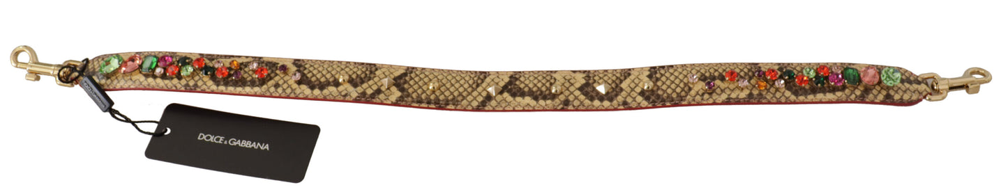 Dolce &amp; Gabbana Elegant Beige Python Leather Bag Strap