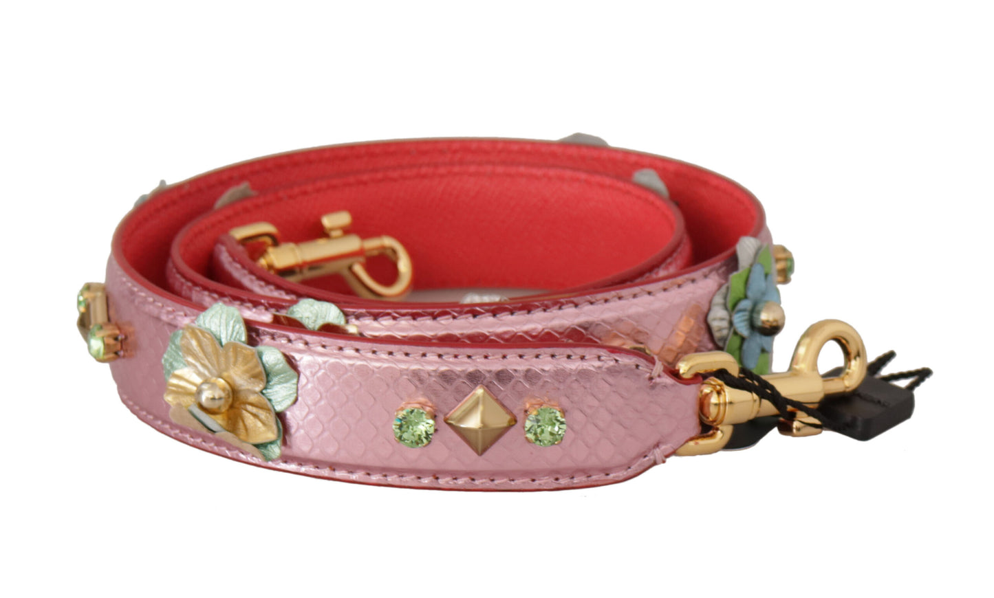 Dolce &amp; Gabbana Elegant shoulder strap in pink metallic leather