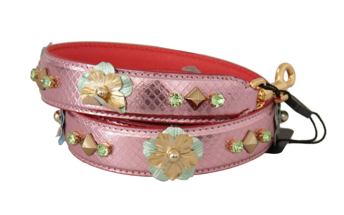 Dolce &amp; Gabbana Elegant shoulder strap in pink metallic leather