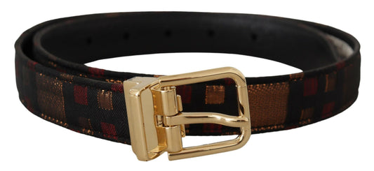 Dolce &amp; Gabbana multicolor leather belt with gold buckle