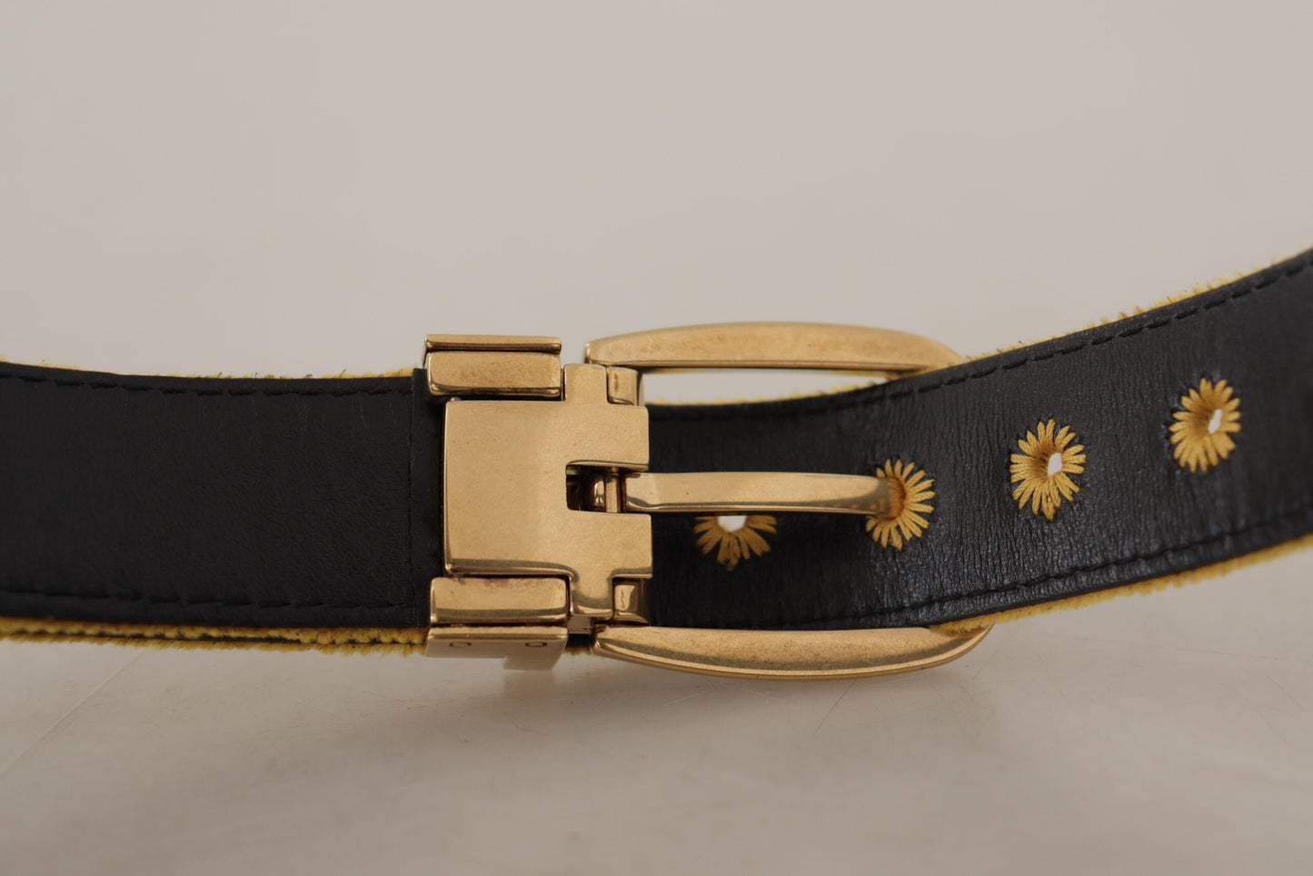 Dolce &amp; Gabbana Elegant Velvet Belt with Gold Buckle for Women