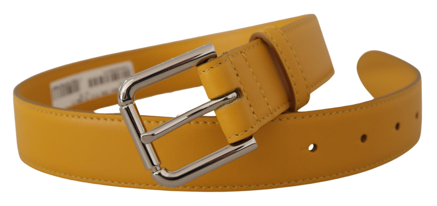 Dolce &amp; Gabbana Elegant Leather Belt in Sunshine Yellow