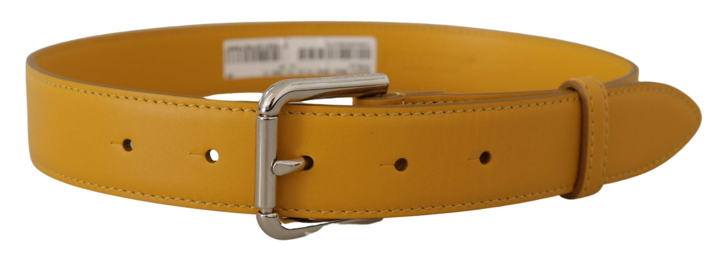 Dolce &amp; Gabbana Elegant Leather Belt in Sunshine Yellow