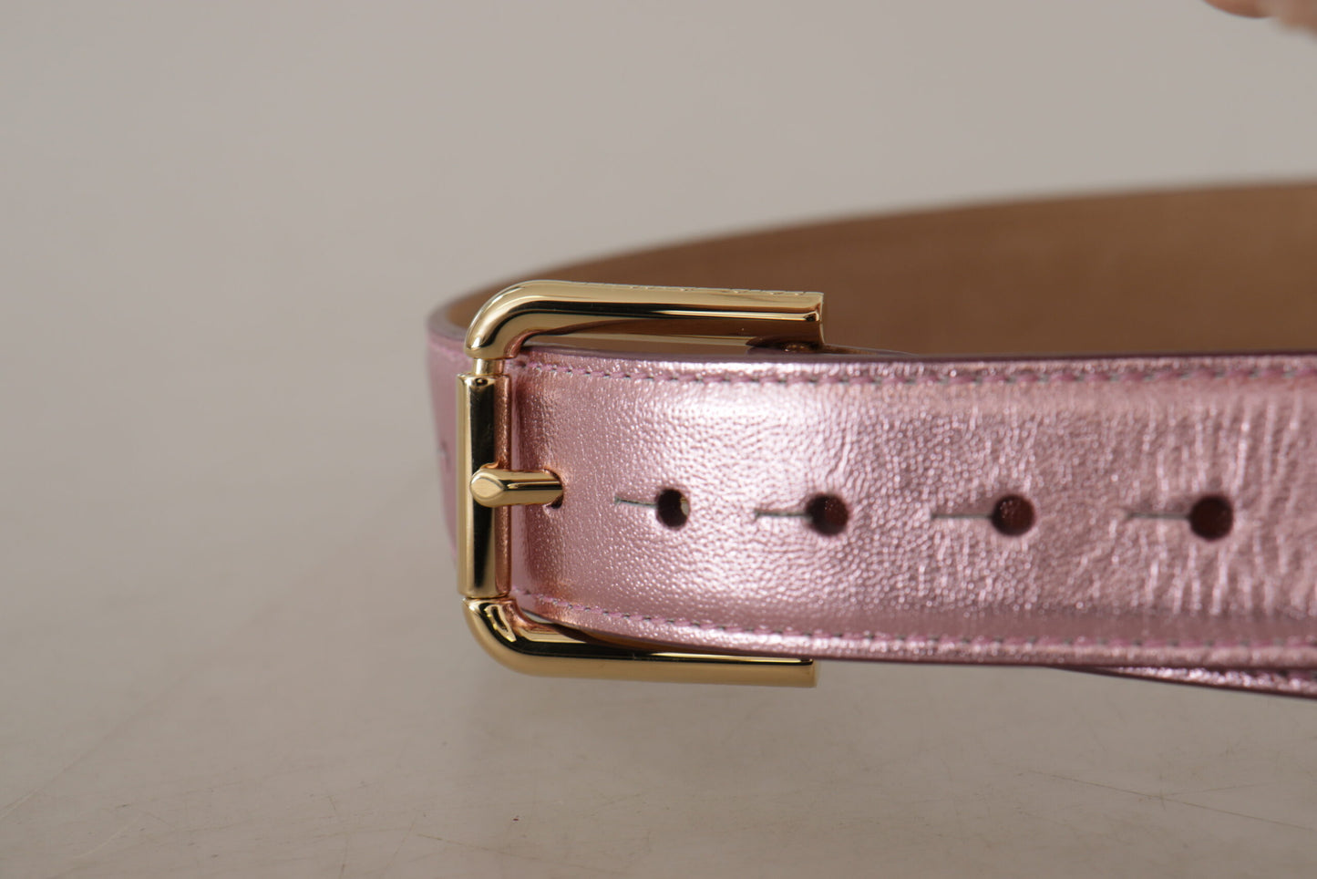 Dolce &amp; Gabbana Elegant pink metallic leather belt