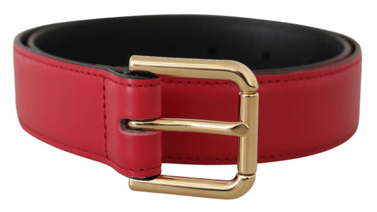 Dolce &amp; Gabbana Elegant red leather belt with gold-colored buckle