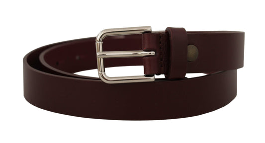 Dolce &amp; Gabbana Elegant chestnut brown leather belt with logo buckle