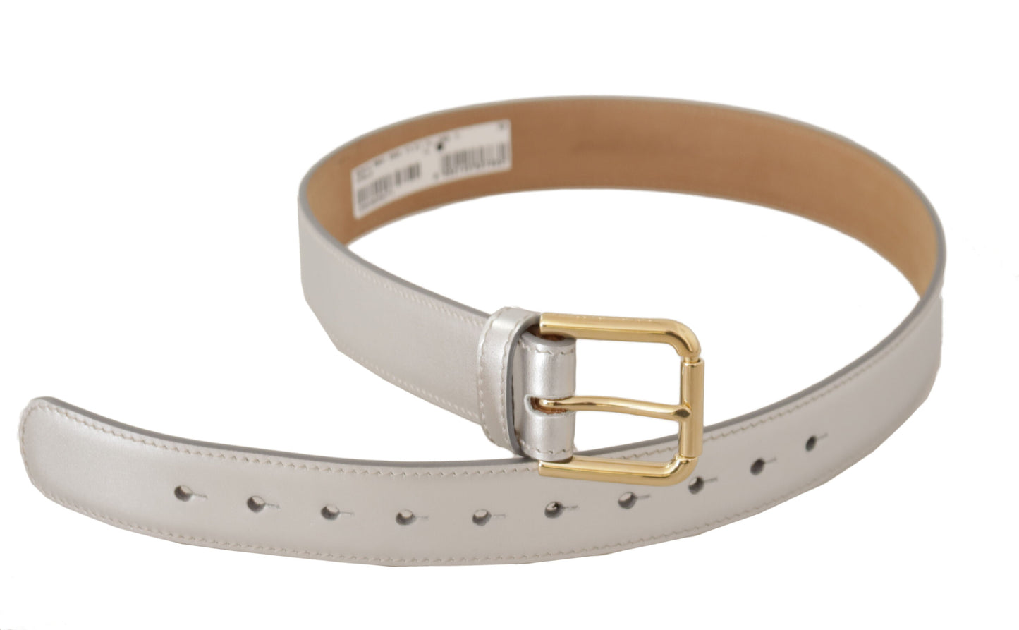 Dolce &amp; Gabbana Engraved Silver Leather Belt