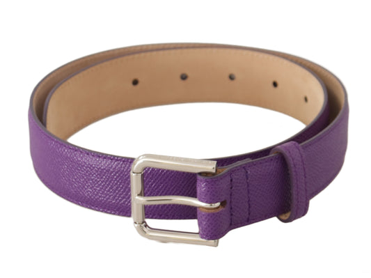 Dolce &amp; Gabbana Elegant purple leather belt with logo buckle