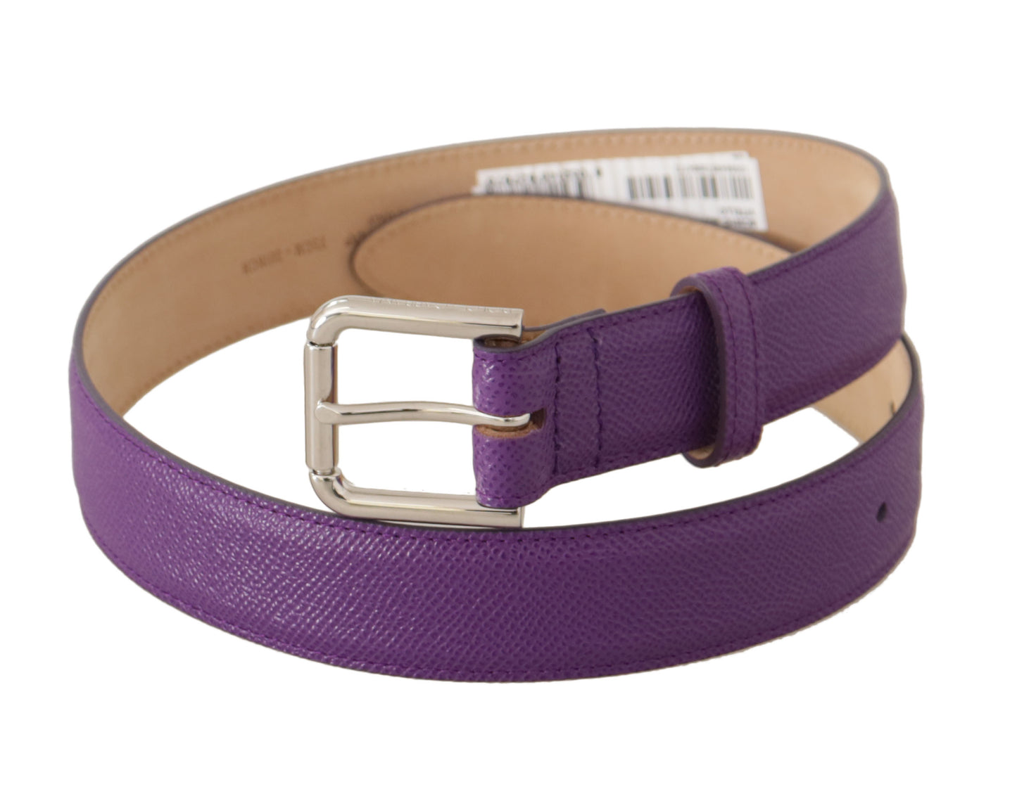 Dolce &amp; Gabbana Elegant purple leather belt with logo buckle