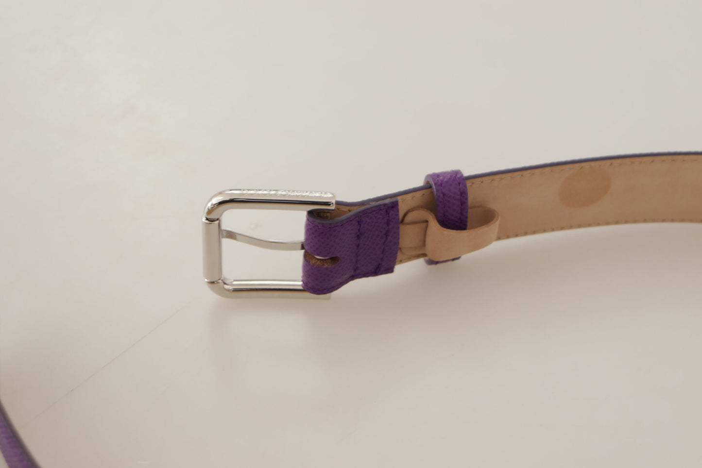 Dolce &amp; Gabbana Elegant purple leather belt with logo buckle