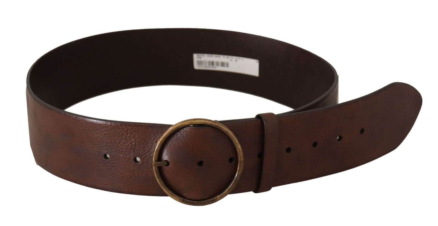 Dolce &amp; Gabbana Elegant leather belt with engraved buckle