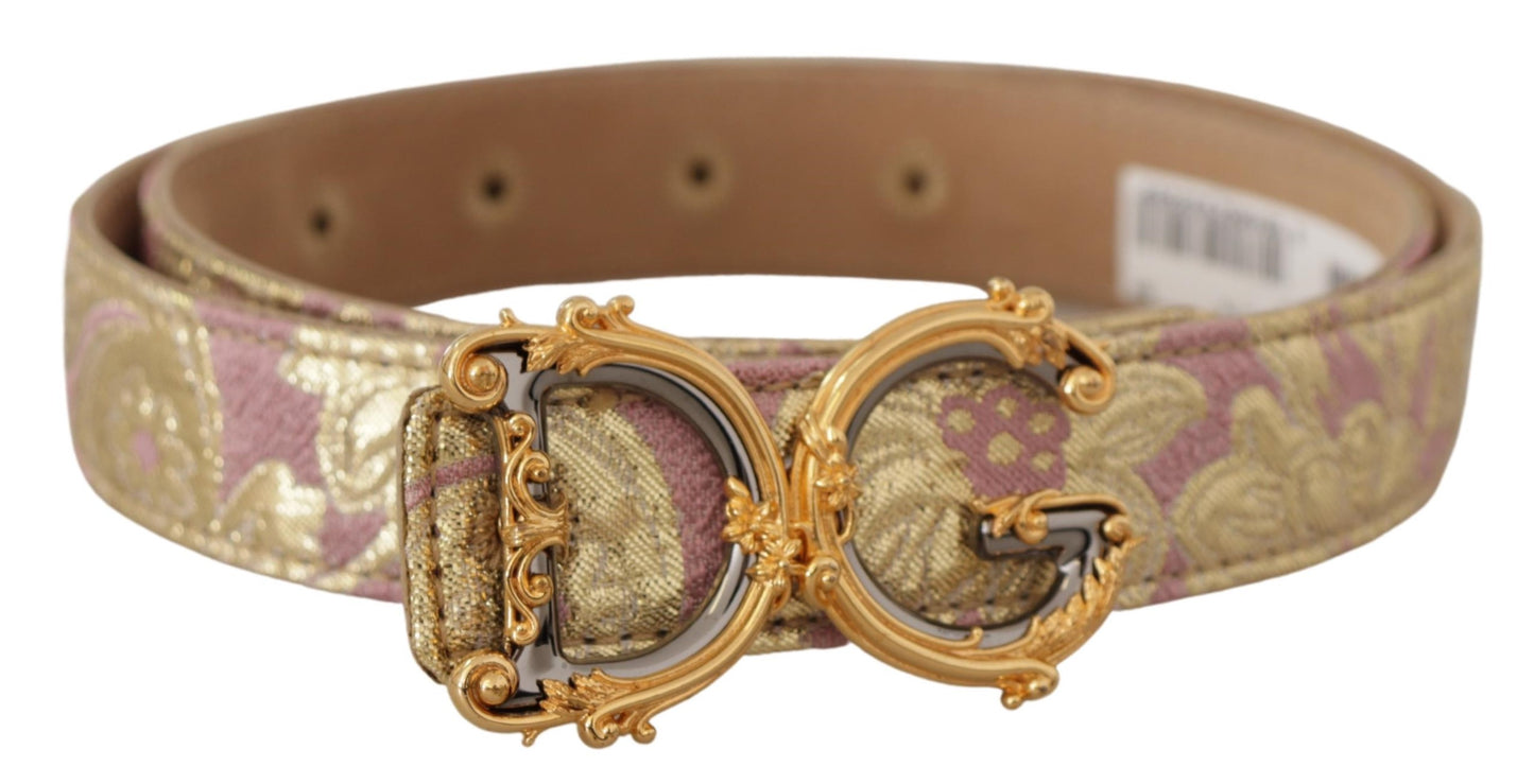 Dolce &amp; Gabbana Chic Leather Belt in Gold and Pink