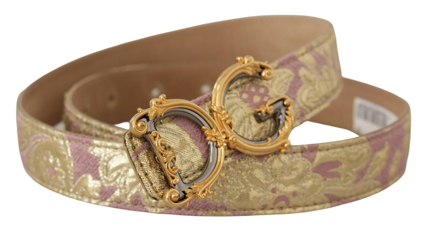 Dolce &amp; Gabbana Chic Leather Belt in Gold and Pink