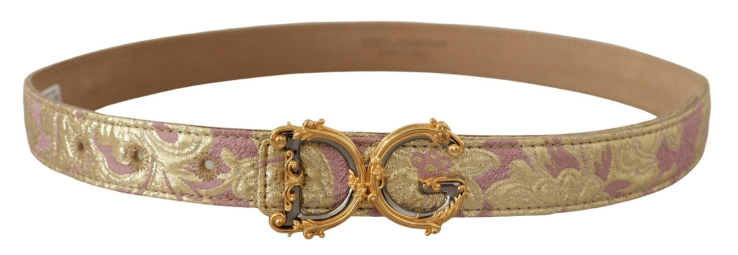 Dolce &amp; Gabbana Chic Leather Belt in Gold and Pink