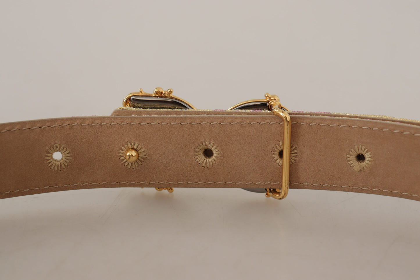 Dolce &amp; Gabbana Chic Leather Belt in Gold and Pink