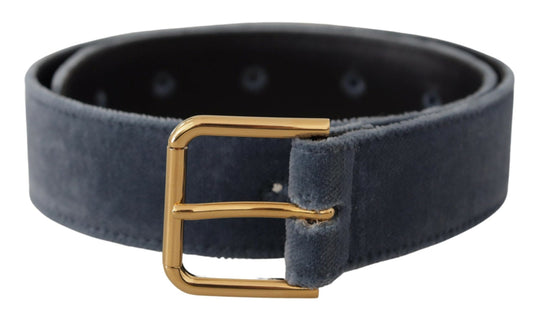 Dolce &amp; Gabbana Elegant Navy Blue Velvet Designer Belt