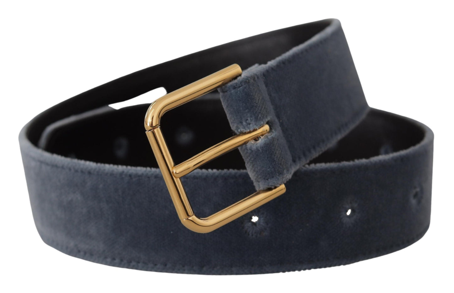 Dolce &amp; Gabbana Elegant Navy Blue Velvet Designer Belt