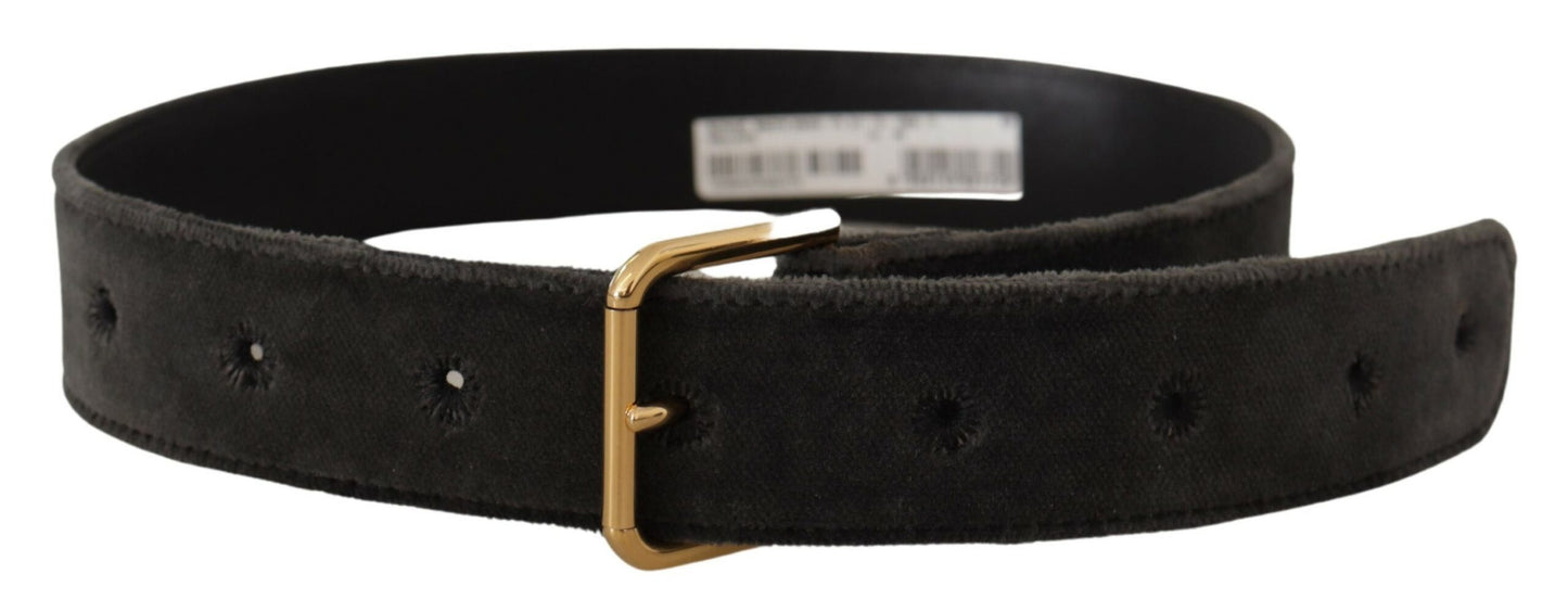 Dolce &amp; Gabbana Elegant velvet belt with engraved buckle