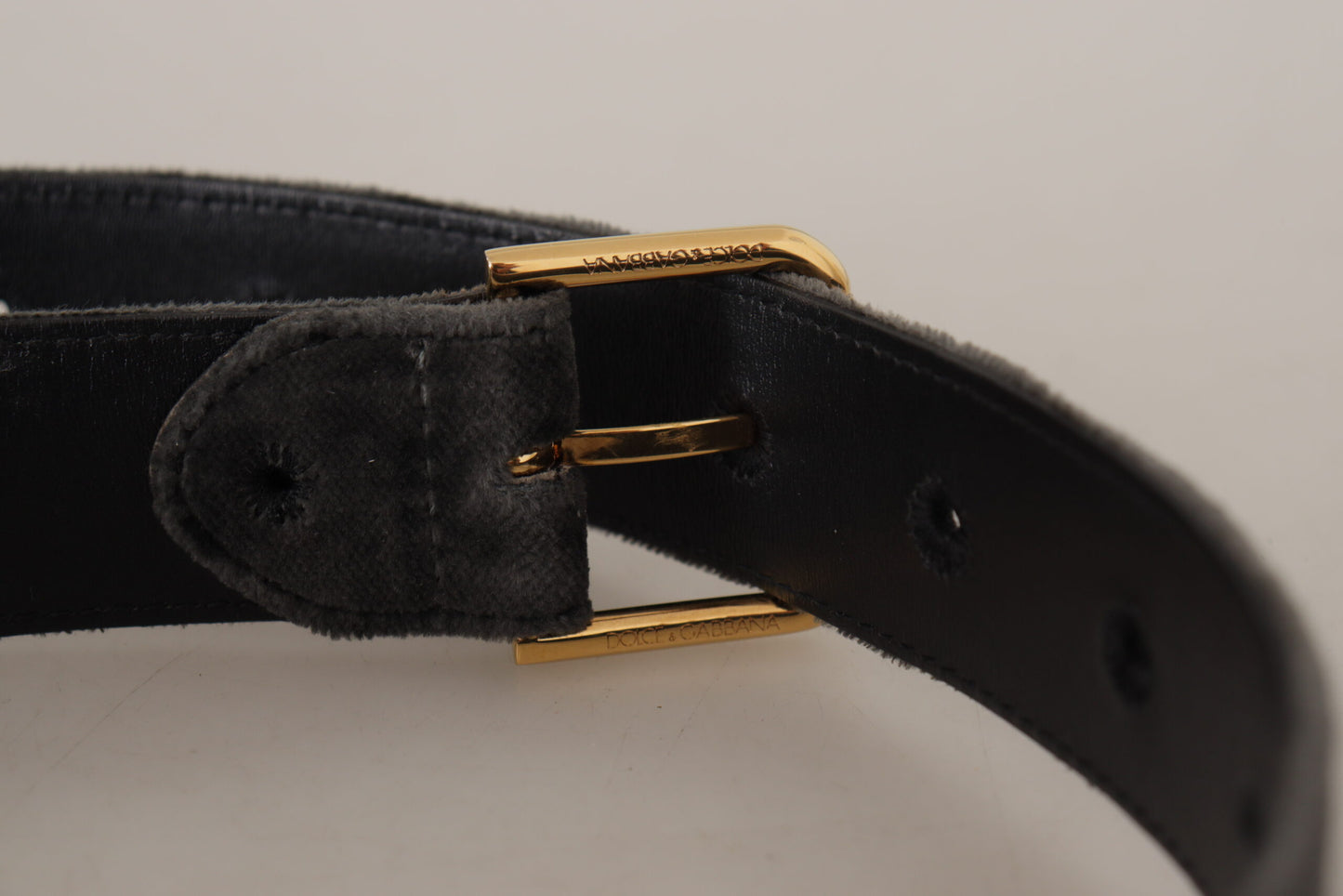 Dolce &amp; Gabbana Elegant velvet belt with engraved buckle