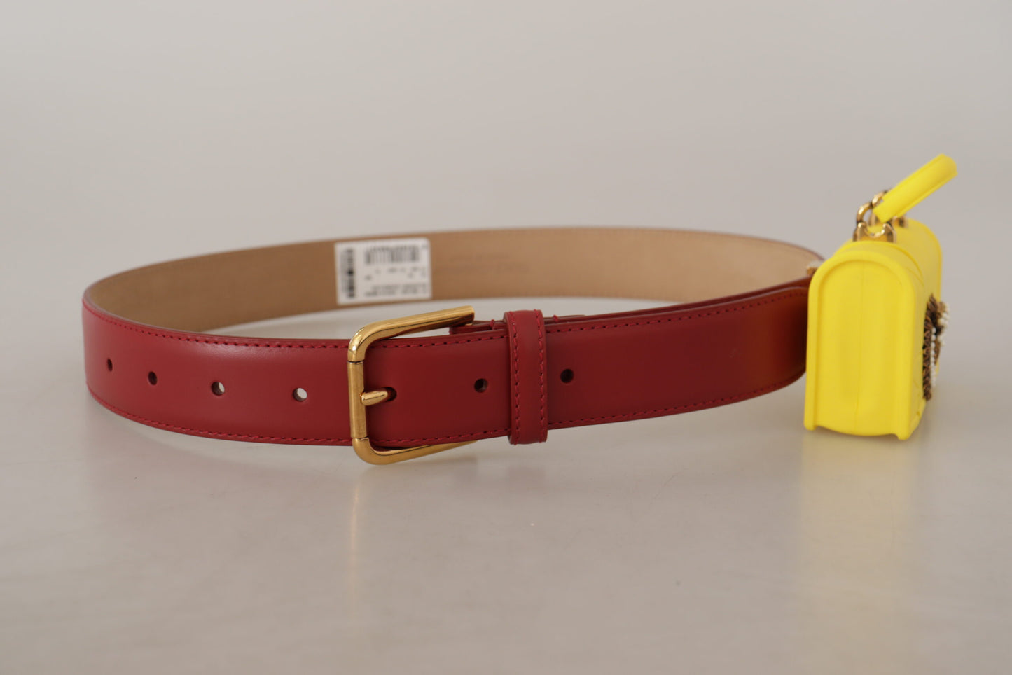 Dolce &amp; Gabbana Elegant red leather belt with engraved buckle