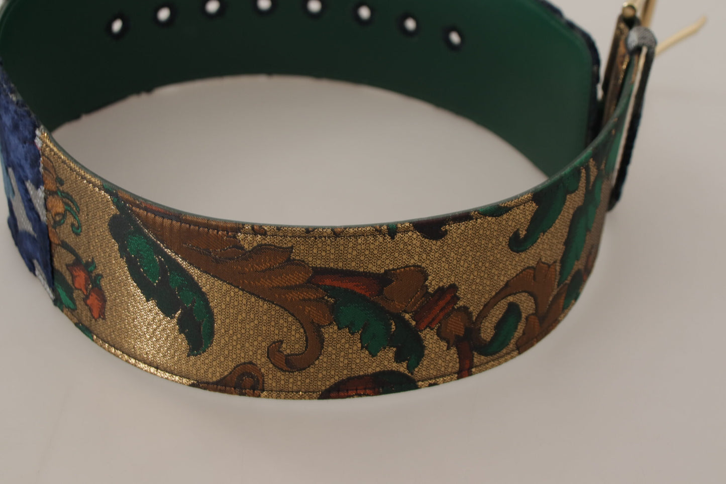 Dolce &amp; Gabbana Elegant green leather belt with logo buckle