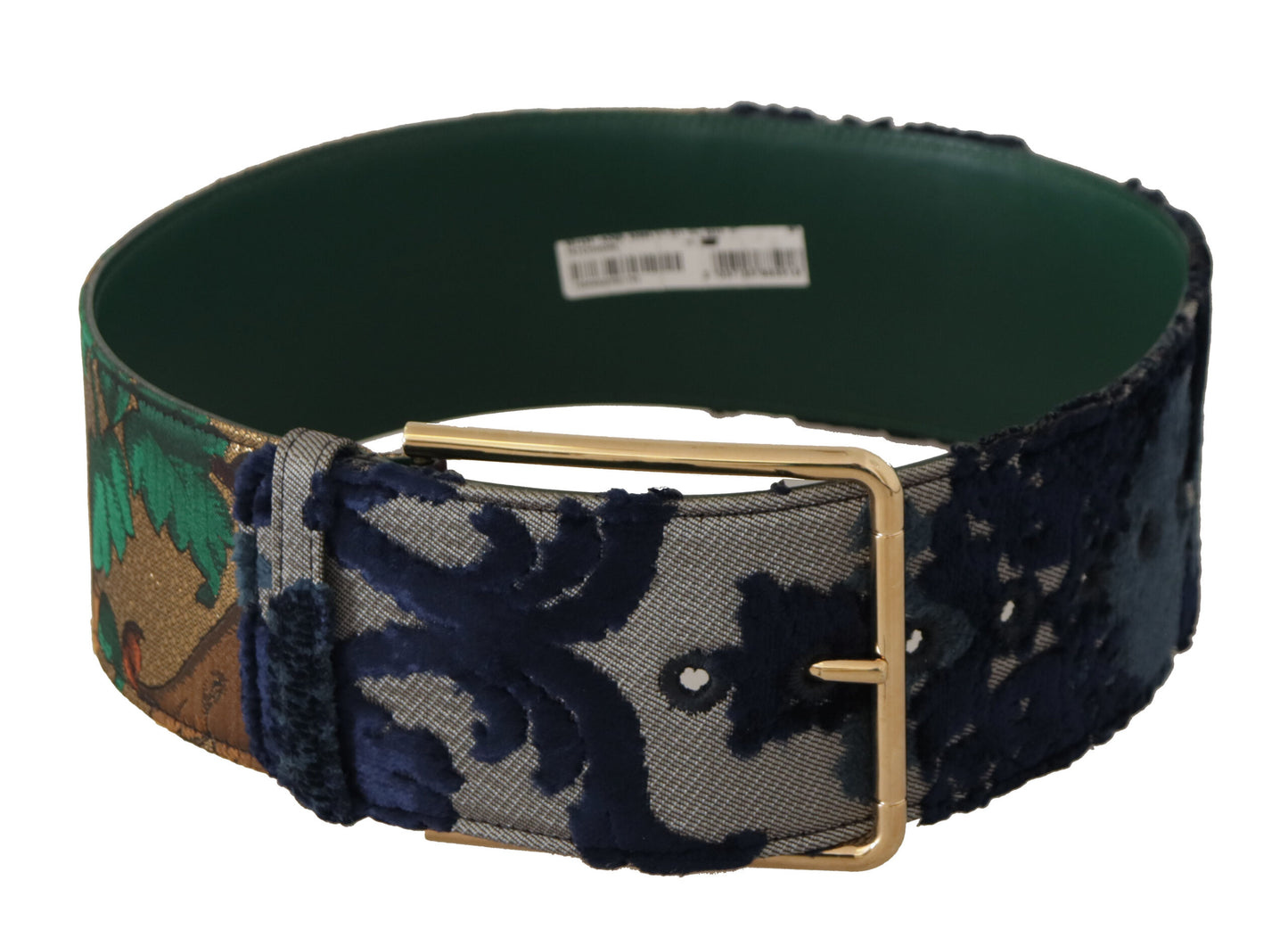 Dolce &amp; Gabbana Elegant green leather belt with logo buckle