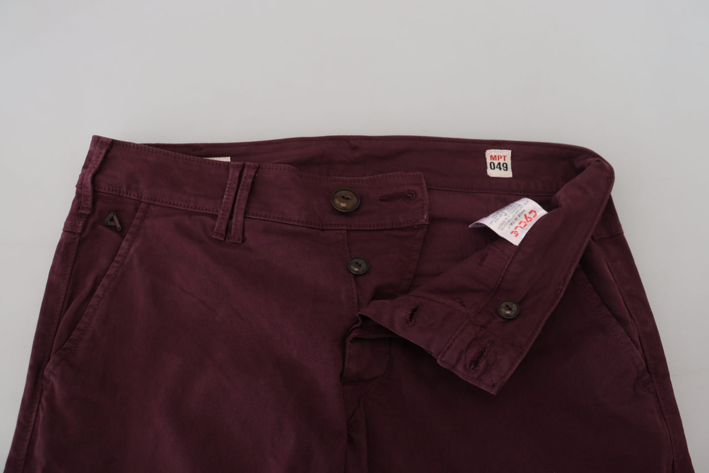 CYCLE Maroon Cotton Skinny Fit Trousers