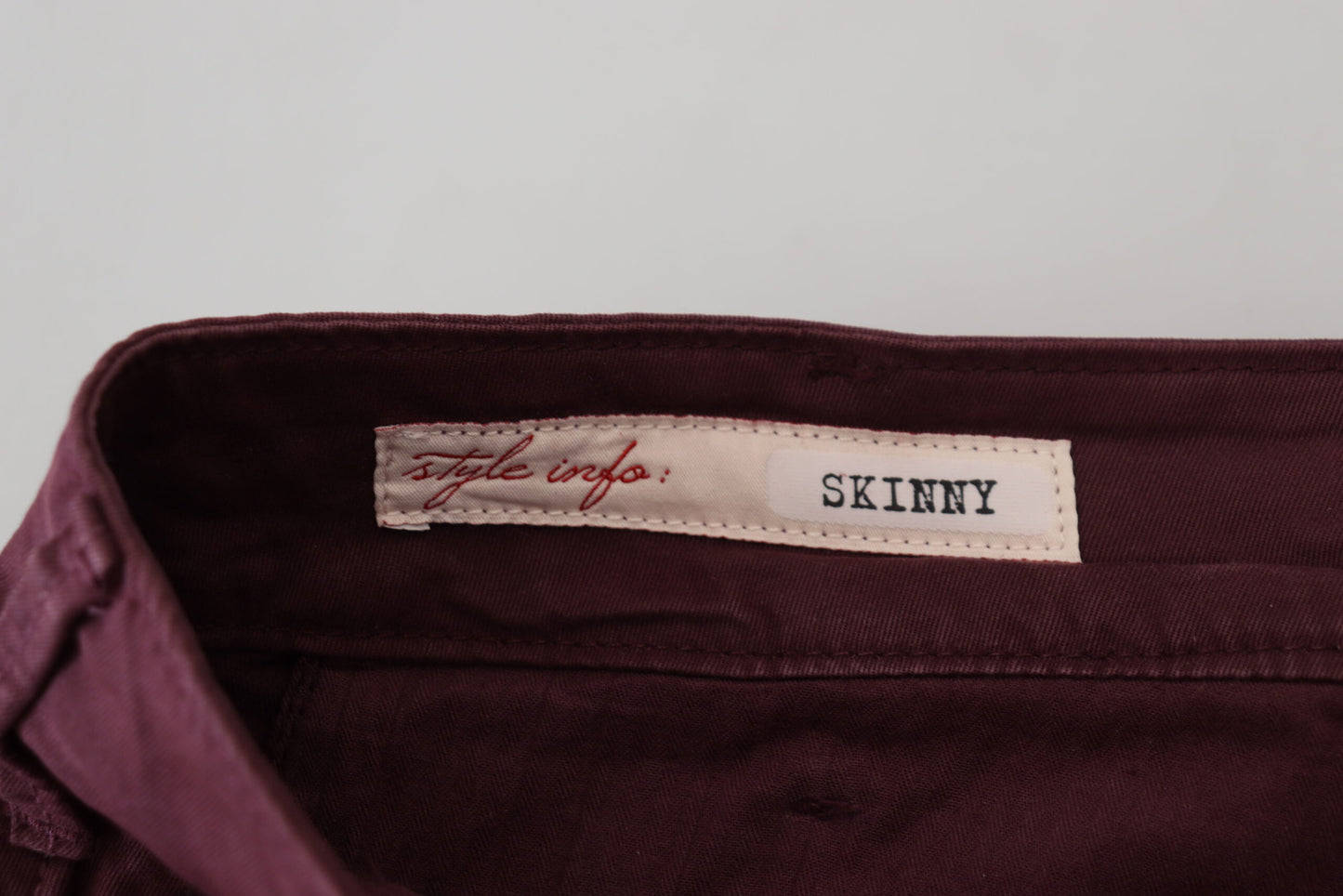 CYCLE Maroon Cotton Skinny Fit Trousers